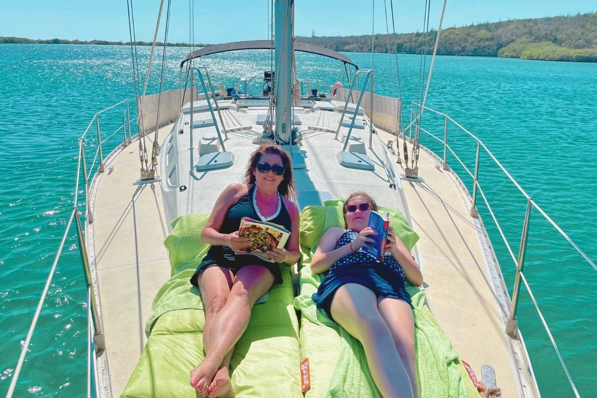 mother and daughter relaxing at private tour