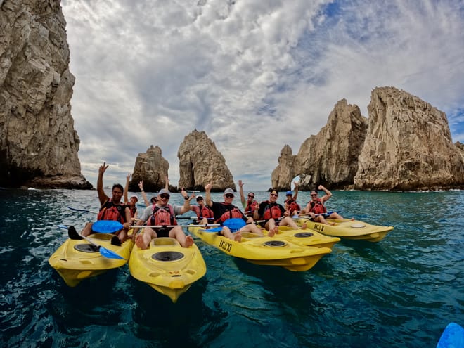 Group kayak tour el arco cabo san lucas sea of cortez los cabos kayaking experience lands end arch baja california sur mexico