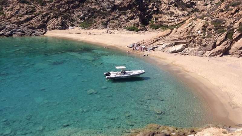 Our boat on a secluded beach