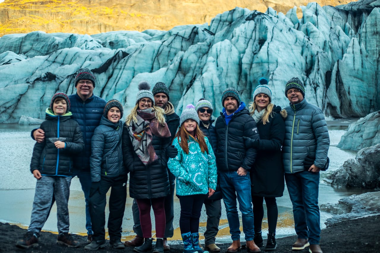 Precious moments with family at Sólheimajökull glacier