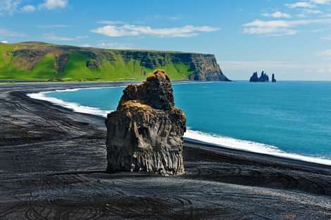 The dramatic black sand beach of Reynisfjara