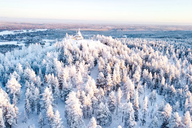 Stunning views of the snowy Taiga forest