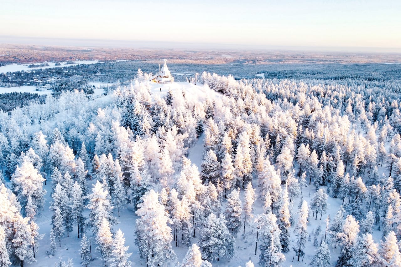 Stunning views of the snowy Taiga forest
