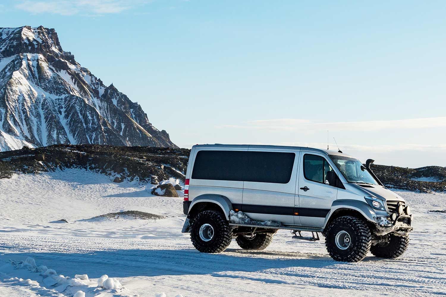 Super jeep off road during Katla ice cave tours Iceland