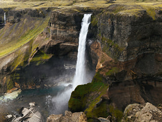 Háifoss Waterfall in the highlands