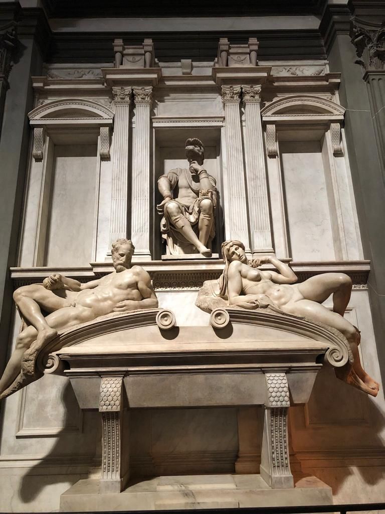 View of Lorenzo de Medici's tomb with sculptures by Michelangelo