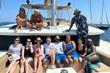 Santorini Catamaran Day Cruise – Lunch, BBQ, Drinks and Transfers