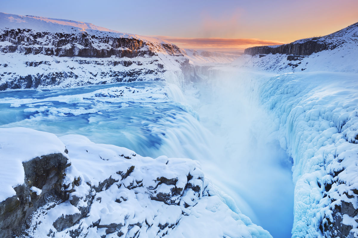 Gullfoss waterfall in winter