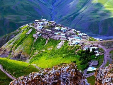 Khinalug general view. Xinaliq. Quba. Guba tour