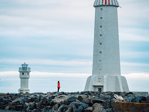A picture of the 2 lighthouses in Akranes