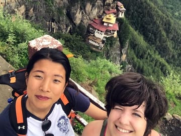 Top-down view of Taktsang Monastery on the 2nd day of the trek