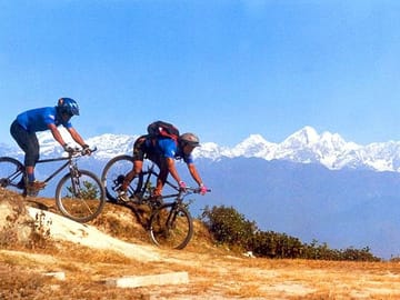 Mountains seen during cycling