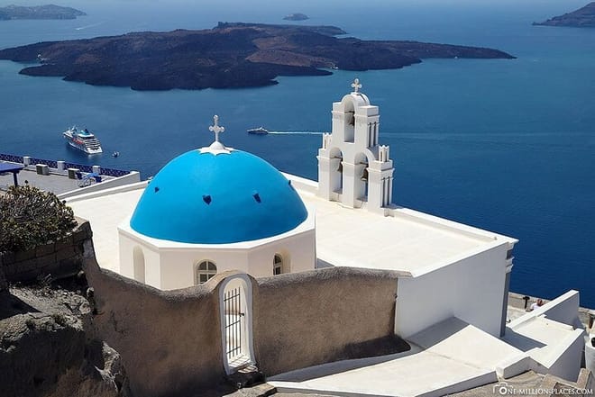 Santorini three bells church