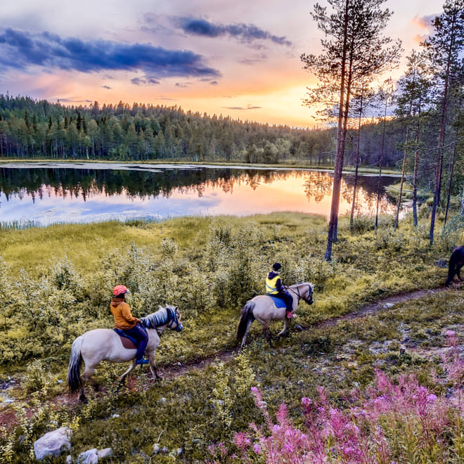 Midnight sun riding to the hill 2h