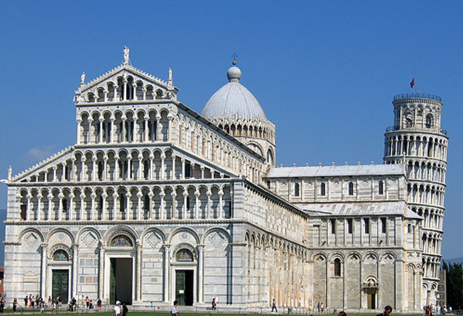 Piazza dei Miracoli with the Cathedral and the Leaning Tower 