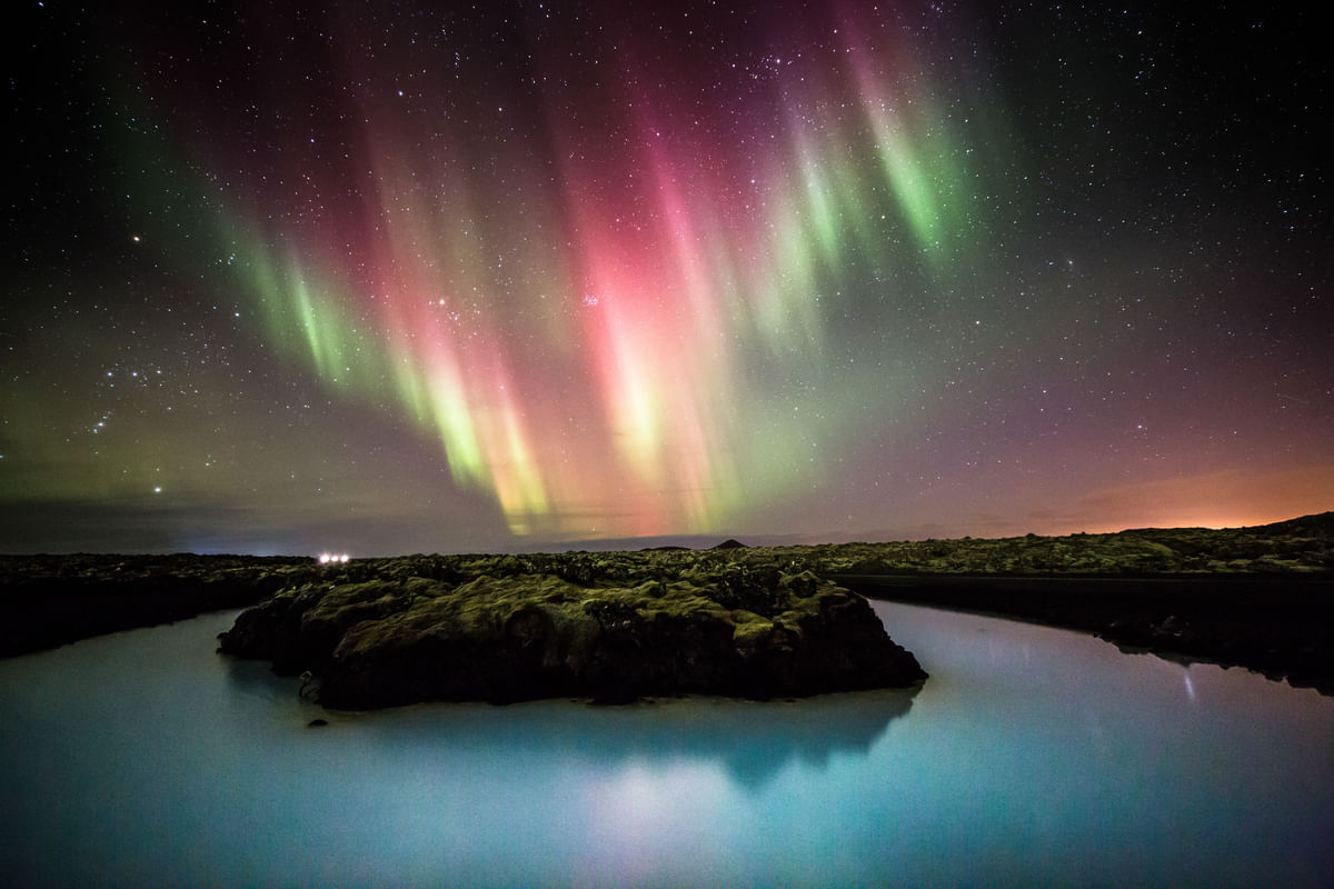 Light display over Blue Lagoon