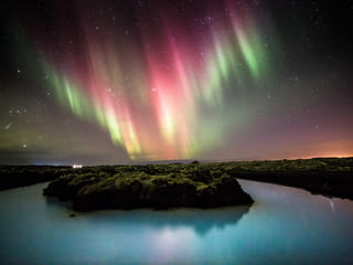 Light display over Blue Lagoon