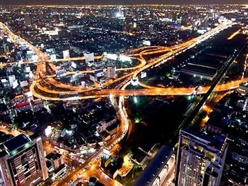 Looking down on Bangkok far below