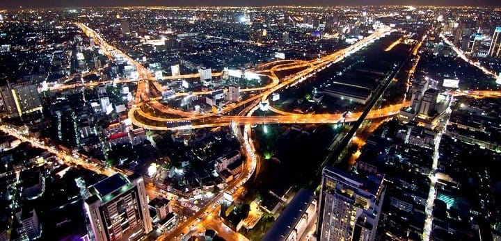 Looking down on Bangkok far below