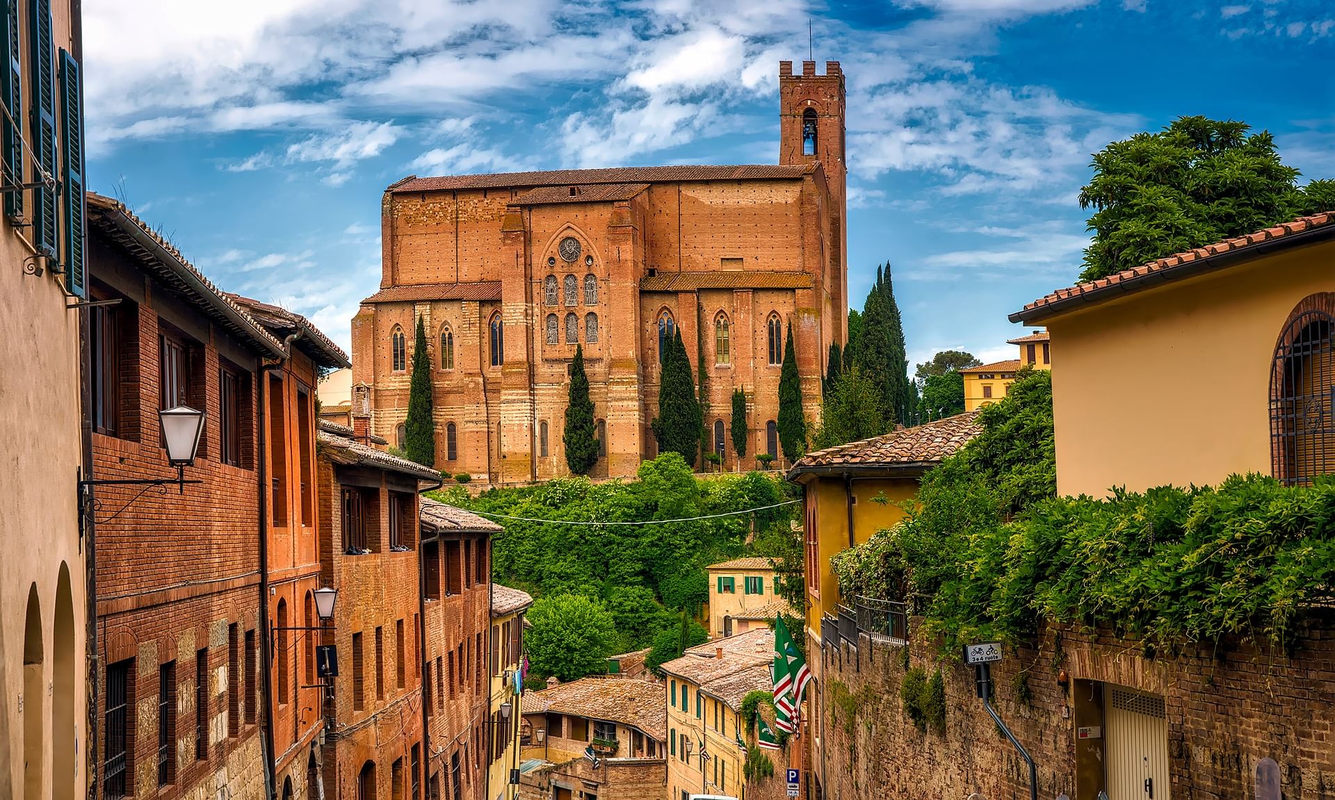 External view of San Domenico Basilica in Siena