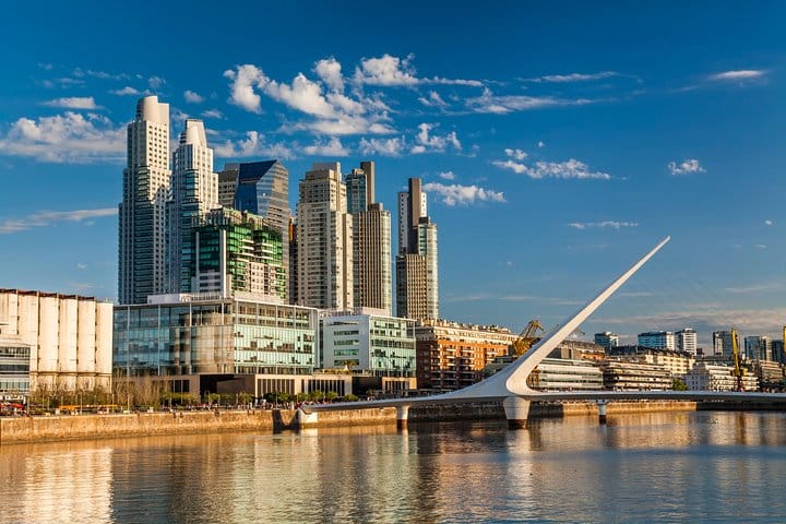 Puerto Madero and its famous bridge Puente de la Mujer