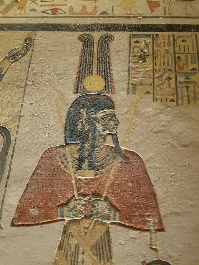 Colored wall, Valley of the Kings, Luxor, Egypt.