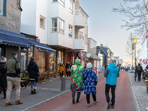 The main shopping street, Laugavegur, during Christmas time