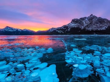 Winter Tour to Peyto Lake Ice Bubbles in Banff, Canada