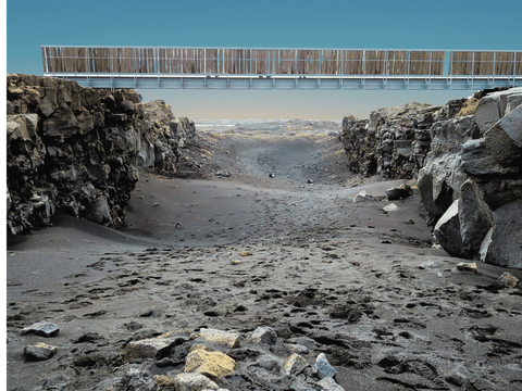 View of the bridge between the continents, crossing over the fissure