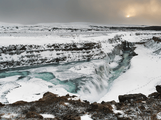 Gullfoss waterfall in winter