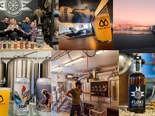 A collage of the different highlights during our Private Reykjavik Microbrewery & Distillery Tour