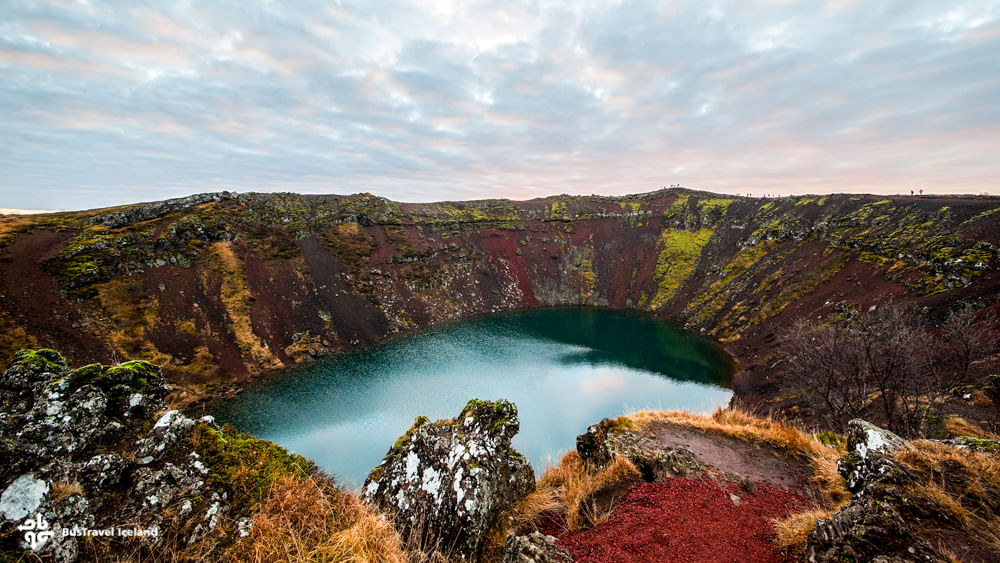 Red volcanic rock at Kerid Crater Lake