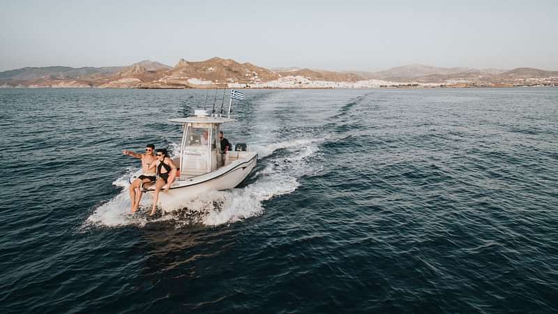 Sunset motorboat cruise from Naxos