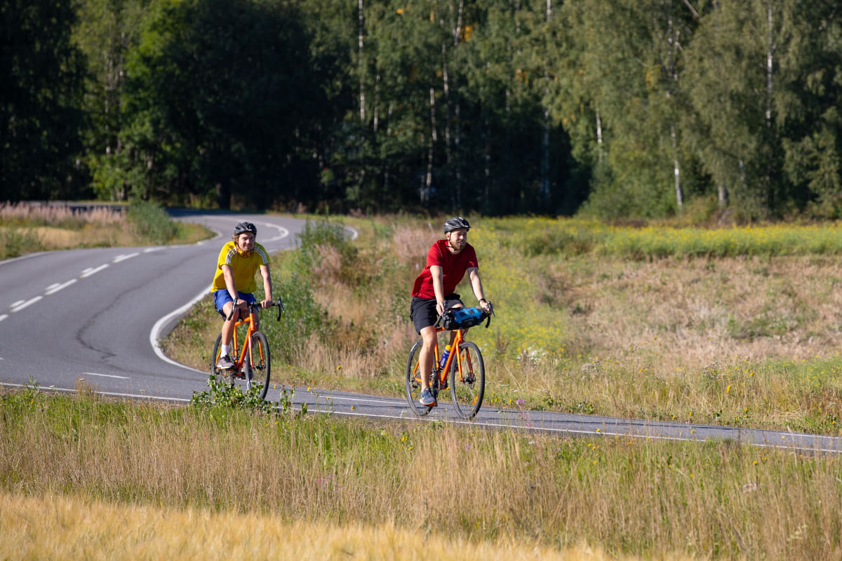 Cyclist cycling on the country road