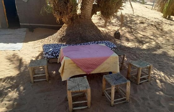 Authentic Desert Oasis Camp In Merzouga Dunes For Overnight