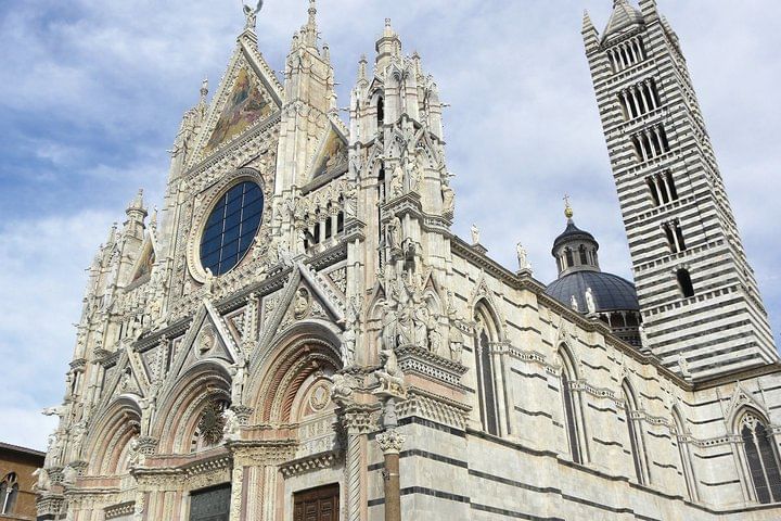 View of Siena's Cathedral, with its decorated façade and BellTower 