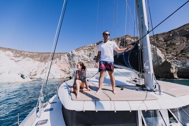 A Romantic Sunset Catamaran Semi-Private Cruise Around Santorini Island photo 5