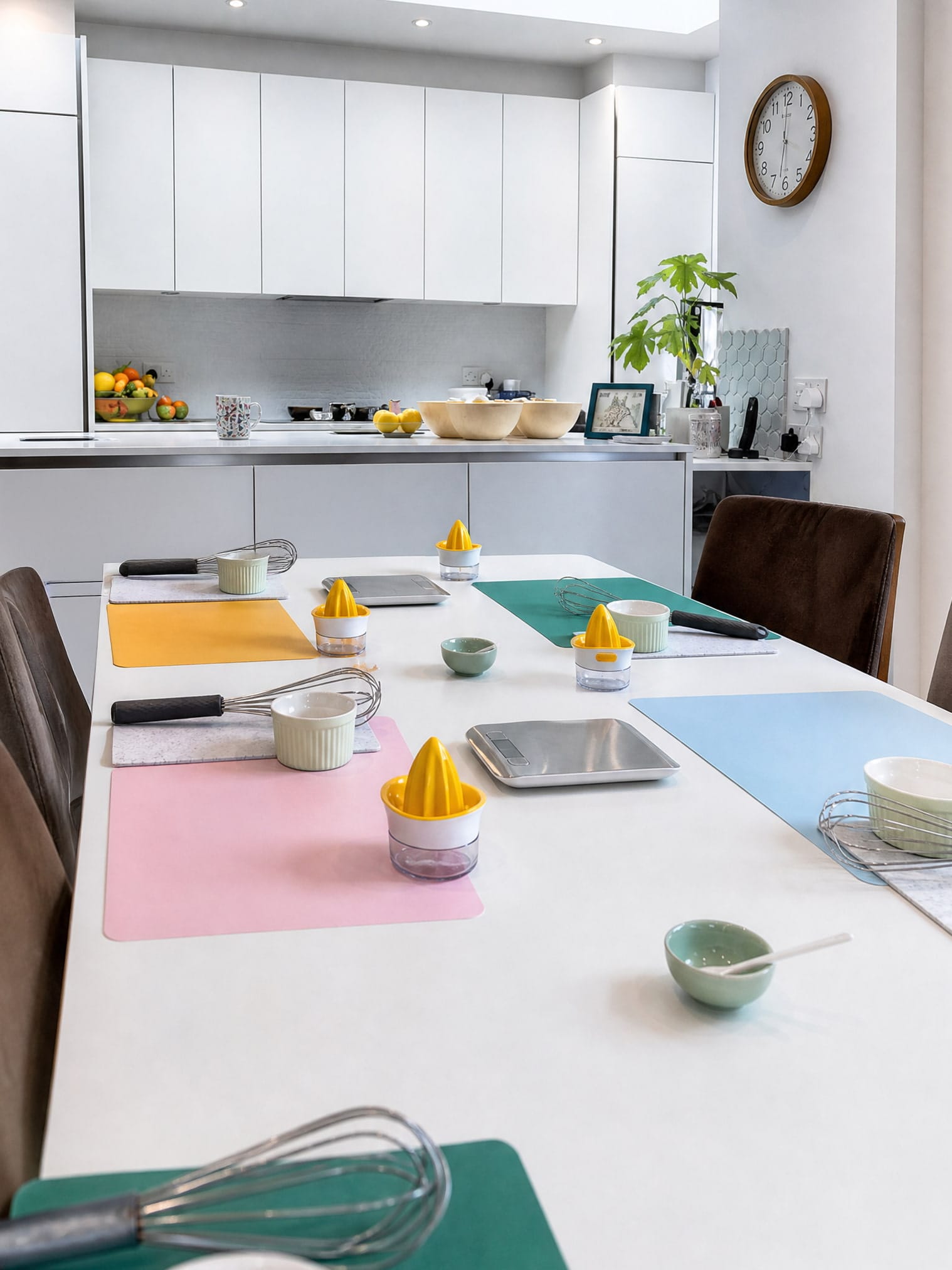 A shot of the kitchen table and counter where the baking takes place
