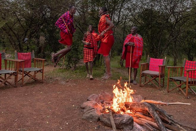 Evening entertainment at the bonfire in the Mara
