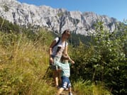 Family day hike in Carpathian Mountains