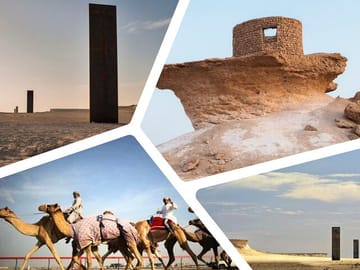 West/West-East by Richard Serra tour zekrret west of Qatar, Mushroom rock formation Qatar By Falcon Tours Qatar- Doha