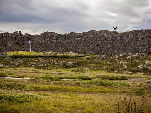 View of Lögberg with the tectonic plate in the background