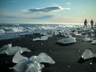 Walking in-between ice at Diamond Beach