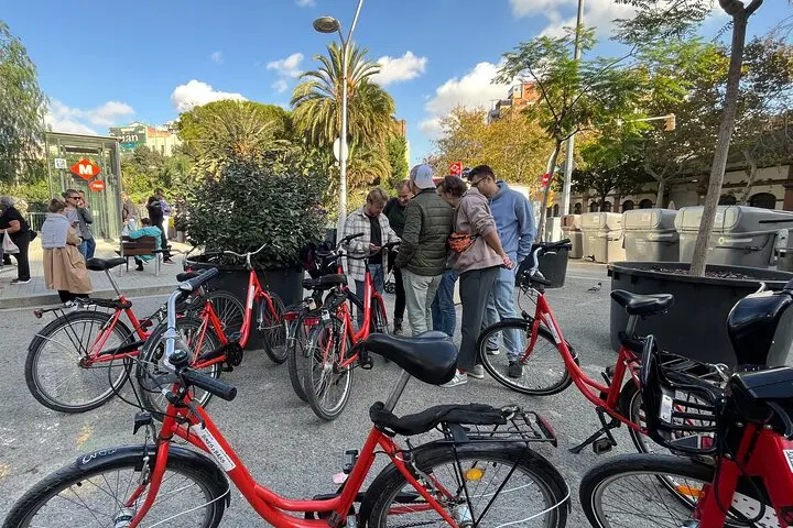 Bikes lined up near the Sagrada Família