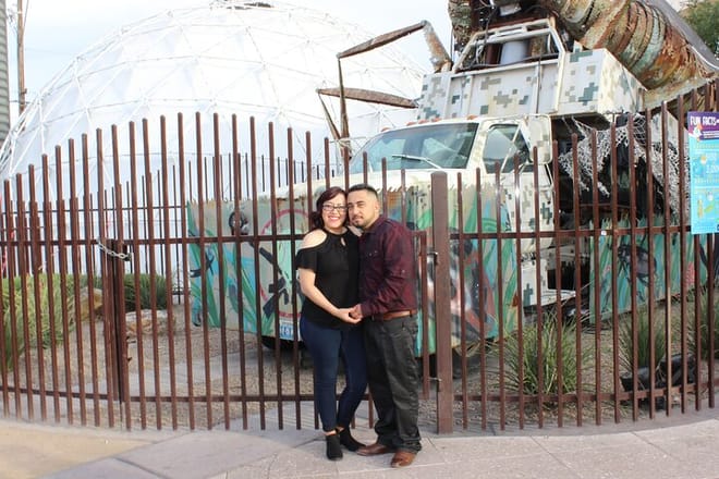 Meeting at the entrance to Container Park