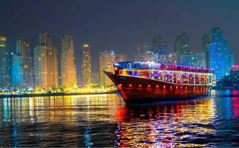Burj Khalifa Visit, Dubai Mall Shopping, and Dhow Dinner Cruise