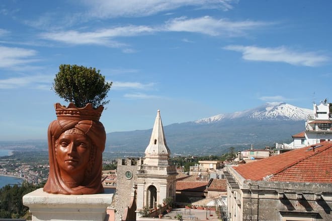 Etna &amp; Taormina from Cefalu