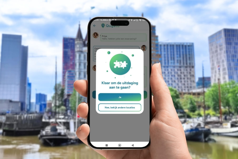 App interface of the Rotterdam outside escape room City Detective.