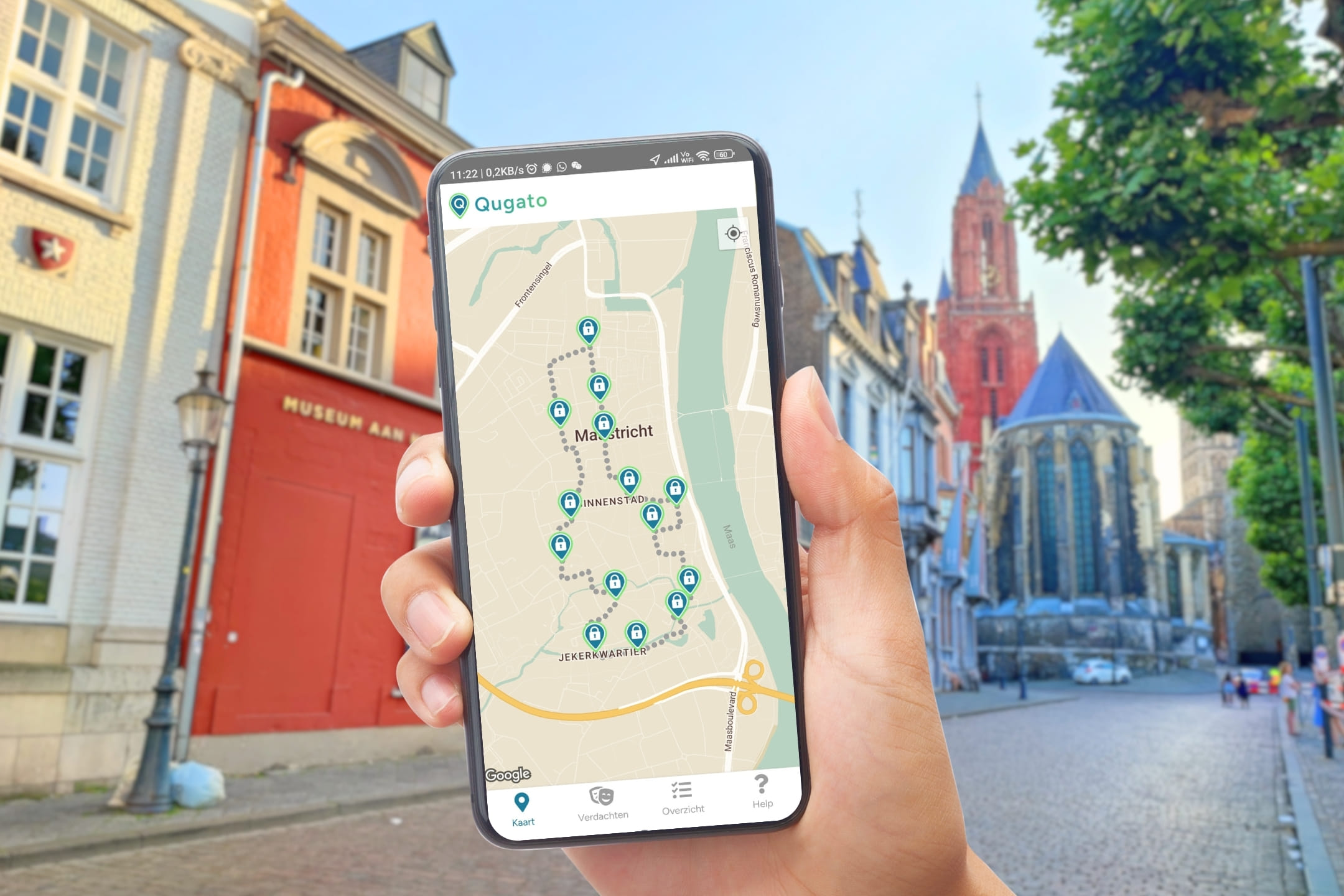 Qugato app route map City Detective Maastricht self-guided tour
