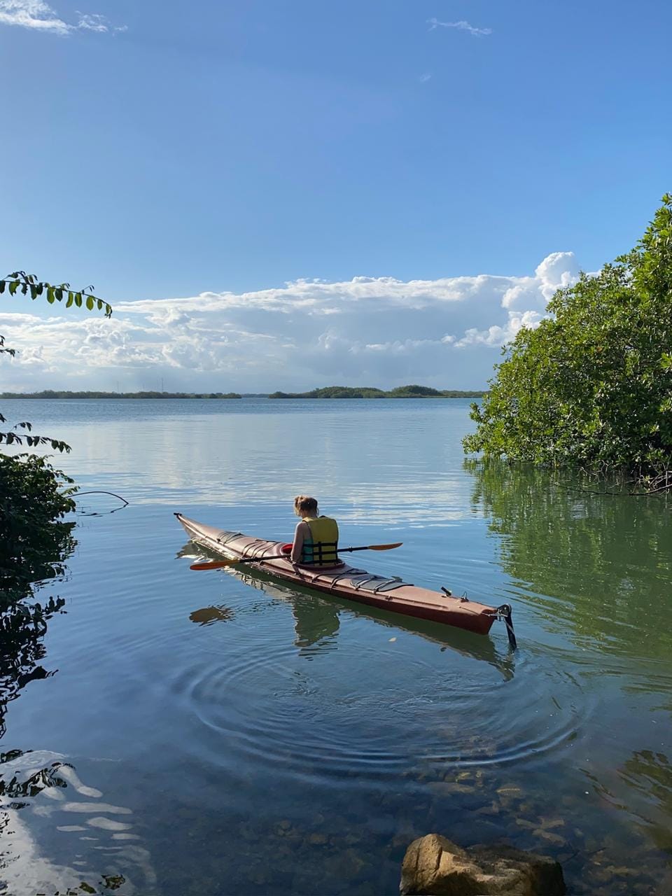 see the maya mountain on a clear day on Placencia lagoon